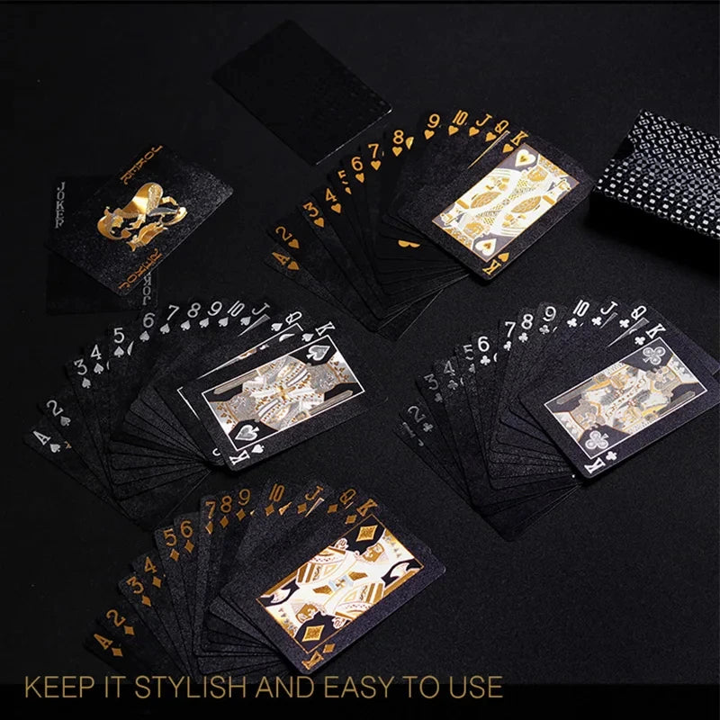 Juego de Cartas de Color Negro y Dorado - Conjunto de Póker Resistente al Agua con Paquete Mágico Dmagic, Juego de Mesa, Colección de Regalo