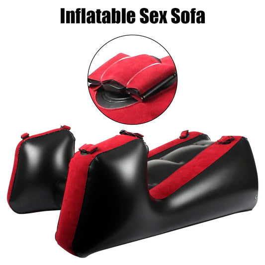 Cojín Ergonómico Inflable para Parejas - Sofá de Posiciones con Diseño Flocking y Correas - Mobiliario Íntimo Discreto para Adultos