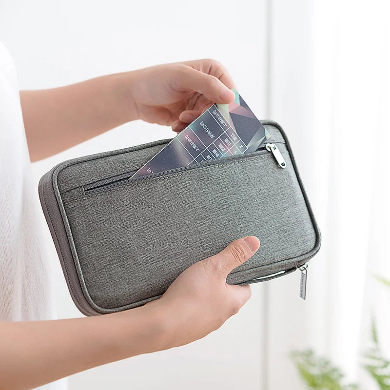 Cartera multifuncional para guardar el pasaporte, estuche organizador para documentos, accesorios de viaje, tarjetero para la familia