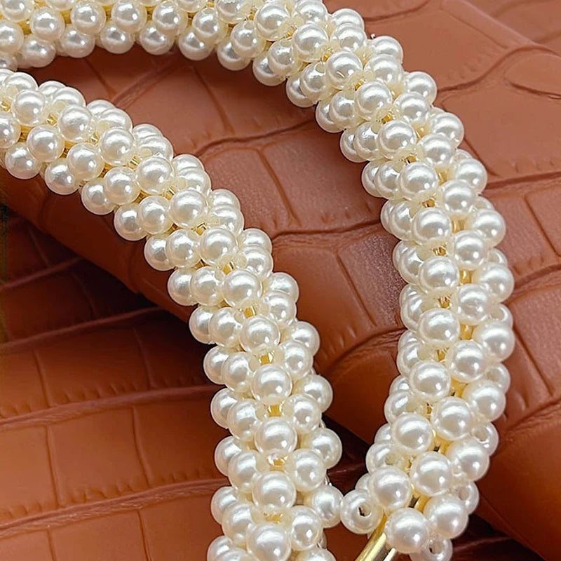 1PC Mango de Bolsa de Perlas de Estilo Elegante con Anillo Metálico y Cuentas Coloreadas para DIY, Accesorios de Mano para Bolsos y Carteras