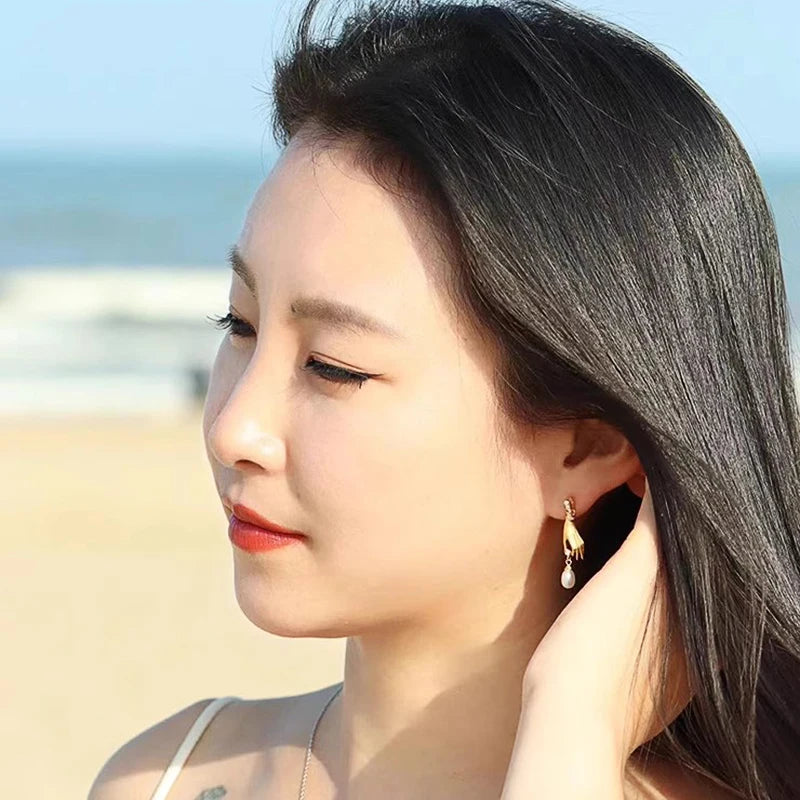 Pendientes Colgantes de Perlas de Imitación Huitan para Mujer | Joyería de Moda y Diseño Único