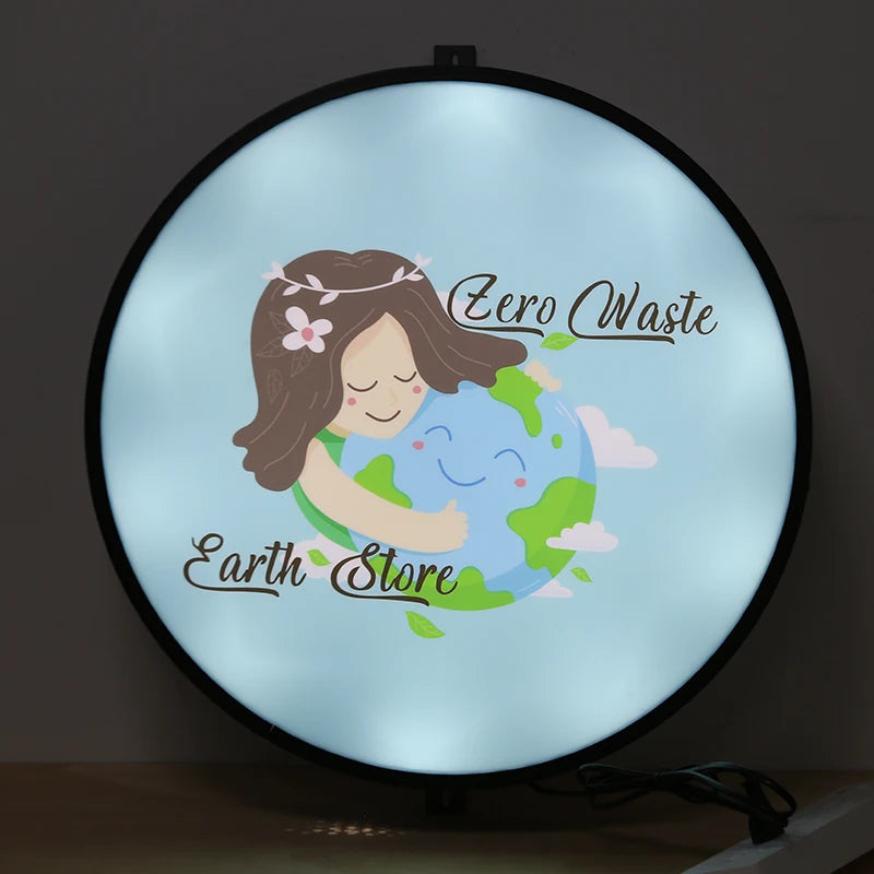 Caja de Luz LED 50 cm, Señalización de Negocios Personalizada, Lámpara Publicitaria Exterior de Doble Cara, Señal de Tienda para Publicidad