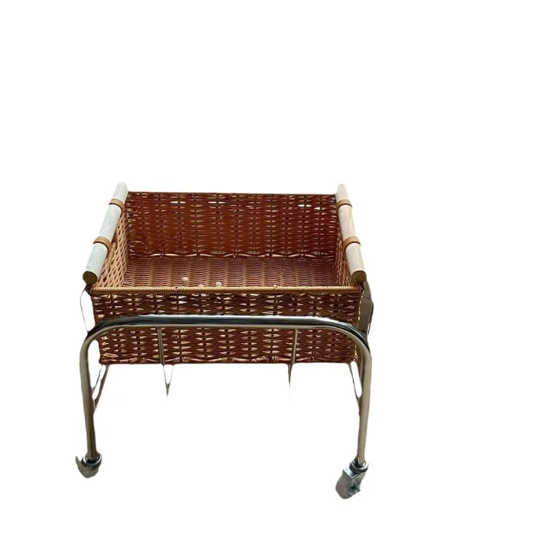 Cesta de almacenamiento de ratán Medieval, carro de almacenamiento de vino de cocina en acero inoxidable