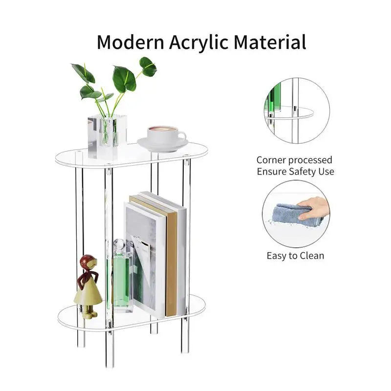 Mesa Auxiliar Transparente de Acrílico - Mueble de Almacenamiento Moderno para Decoración del Hogar