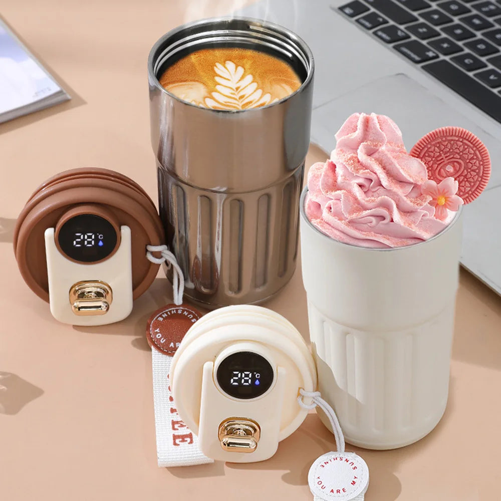 Termo Inteligente con Pantalla LED de Temperatura - Taza de Café de Acero Inoxidable 316 - Termo Portátil al Vacío