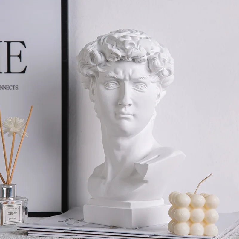 Escultura de Cabeza de David en Resina - Decoración Europea para el Hogar, Arte Abstracto Moderno