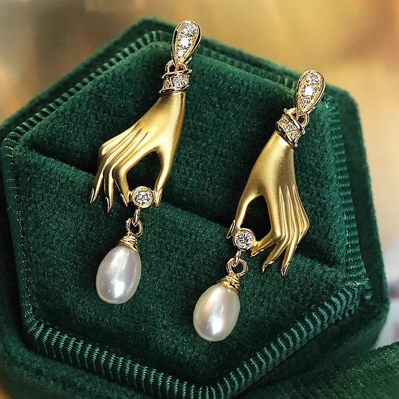 Pendientes Colgantes de Perlas de Imitación Huitan para Mujer | Joyería de Moda y Diseño Único