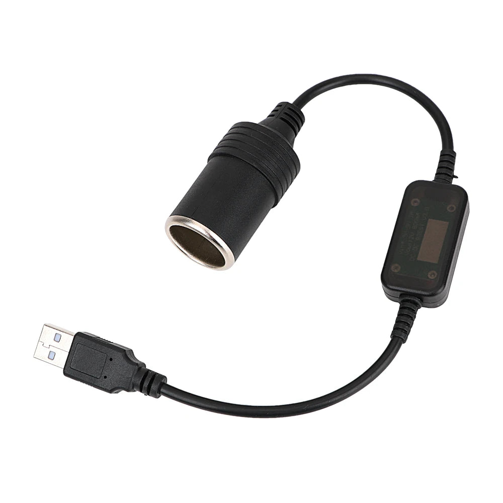 Adaptador Convertidor de Cable de Cargador para Coche - Enchufe de Encendedor de Cigarrillos USB 5V a 12V
