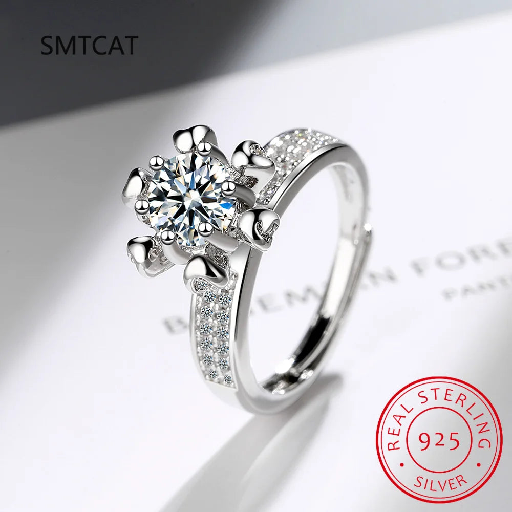 Anillo de compromiso de moissanita de 5,0 CT para mujer, sortija de diamante de laboratorio chapada en oro blanco de 14K, sortija de boda de plata de ley, joyería fina