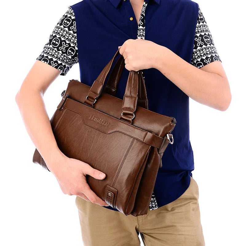 Maletín de Negocios para Hombre – Maletín de Cuero PU de Alta Calidad para Laptop