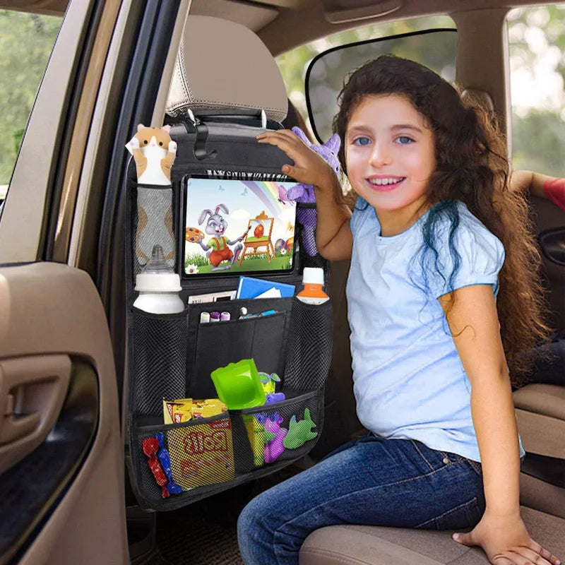 Organizador de Asiento Trasero de Coche con Soporte para Tableta y Protector de Almacenamiento, Impermeable y Duradero para Viajes