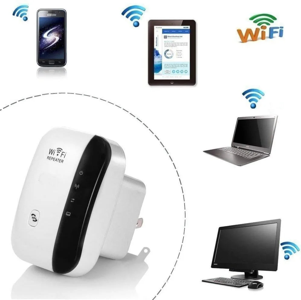 Repetidor WiFi 300Mbps LccKaa Inalámbrico 2.4G - Extensor de Rango, Amplificador de Señal y Repetidor 802.11N/B/G