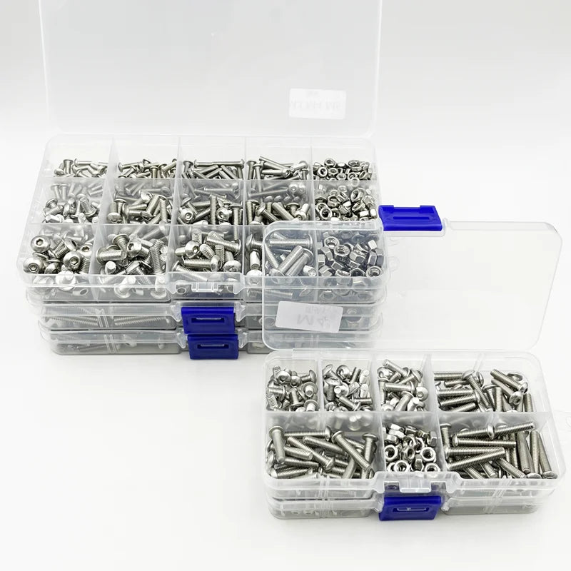 Juego de Tornillos de Rosca Hexagonal para Máquina Métrica, Surtido de Tornillos de Acero Inoxidable 120-434 Piezas, M2 ~ M6