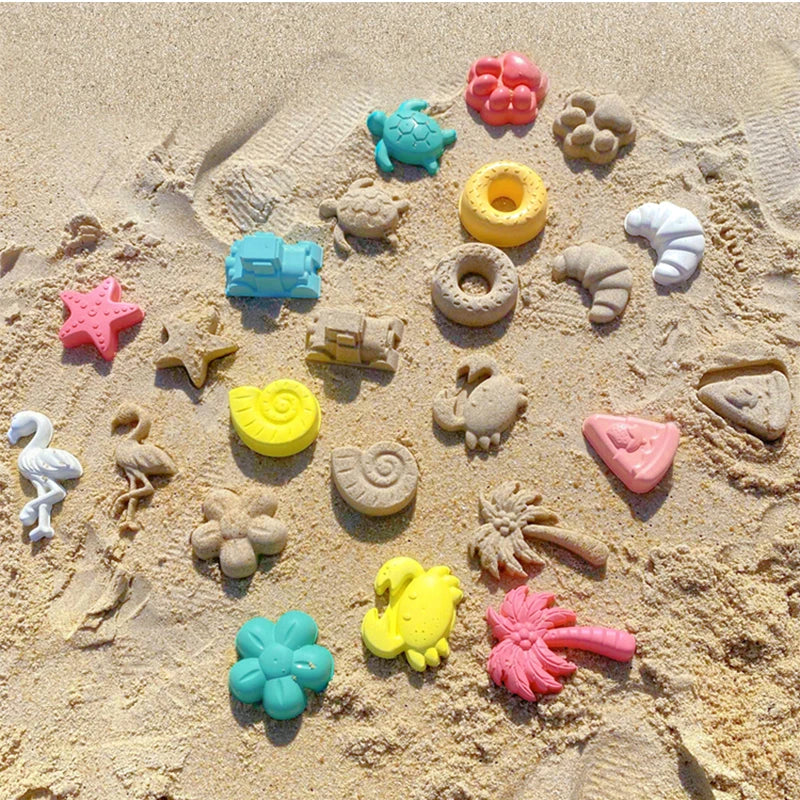 Set de Juguetes de Playa para Niños, Moldes de Arena y Herramientas de Excavación, Set de 12 Piezas con Vehículos y Accesorios en Trigo