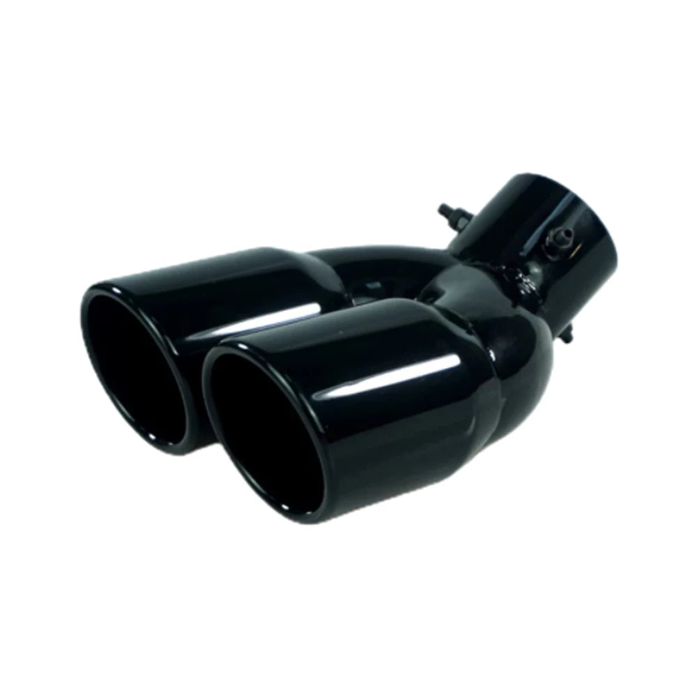 Tubo de Escape Universal de Doble Salida 63mm - Punta de Escape Trasera de Acero Inoxidable en Negro Titanio