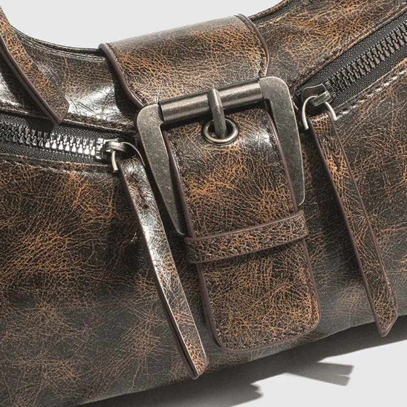 Bolsos Retro con Diseño de Correa, Cuero PU para Mujer 2024, Pequeños Bolsos Vintage Estilo Y2K, Bolsos de Hombro Cruzados de Moda