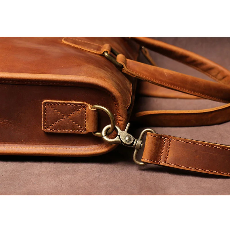Maletín de Cuero Crazy Horse para Hombre – Cartera de Oficina Vintage para Laptop y Archivos A4