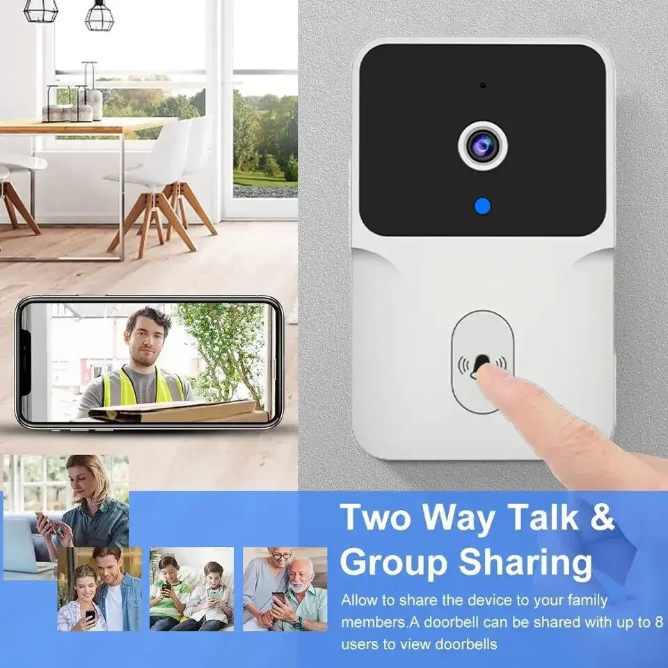 Tuya Timbre Inalámbrico con Cámara de Video WIFI, Visión Nocturna, Seguridad Inteligente para el Hogar, HD 1080P, Audio Bidireccional y Cambio de Voz