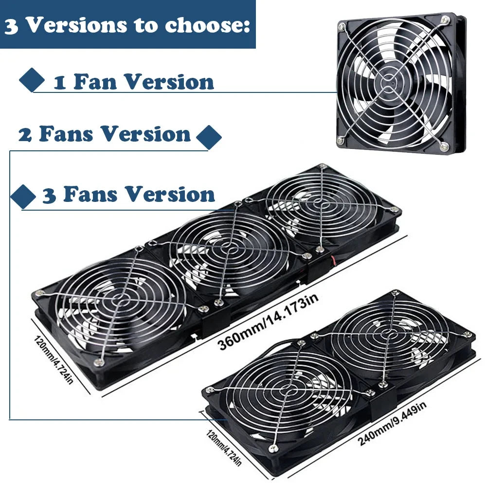 Ventilador de Extracción de 12 cm DC 12V/220V para Minería BTC – Ventilador de Refrigeración de Servidores
