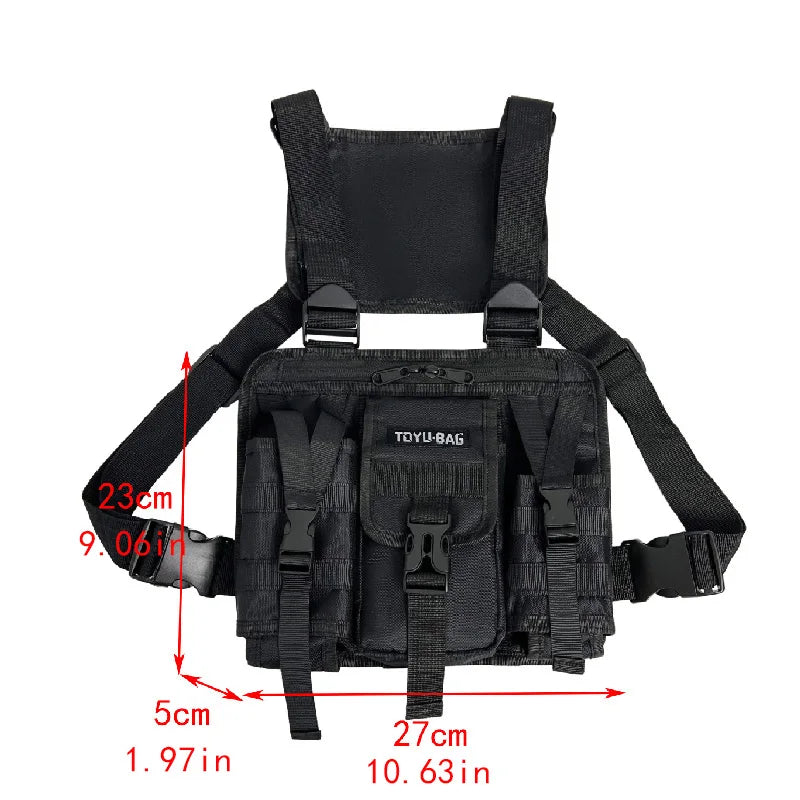 Mochila de Pecho Hip-Hop Streetwear Unisex - Bolso Táctico Multifuncional para Hombre y Mujer, Ideal para Viajes y Deportes