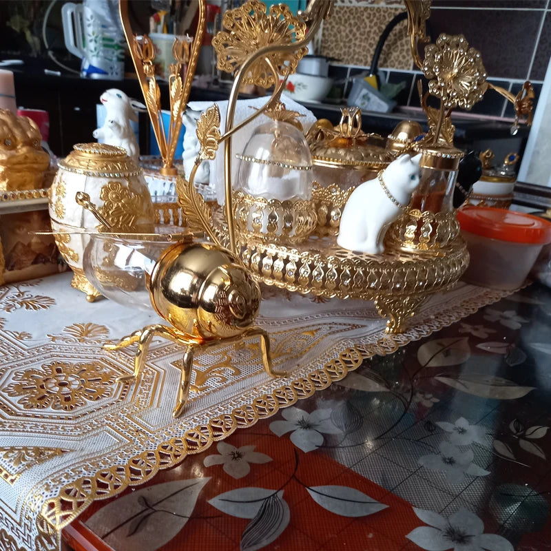 Tarro de Almacenamiento de Miel de Abeja de Lujo – Ornamento Decorativo de Vidrio Transparente con Cuchara para Condimentos y Especias de Cocina