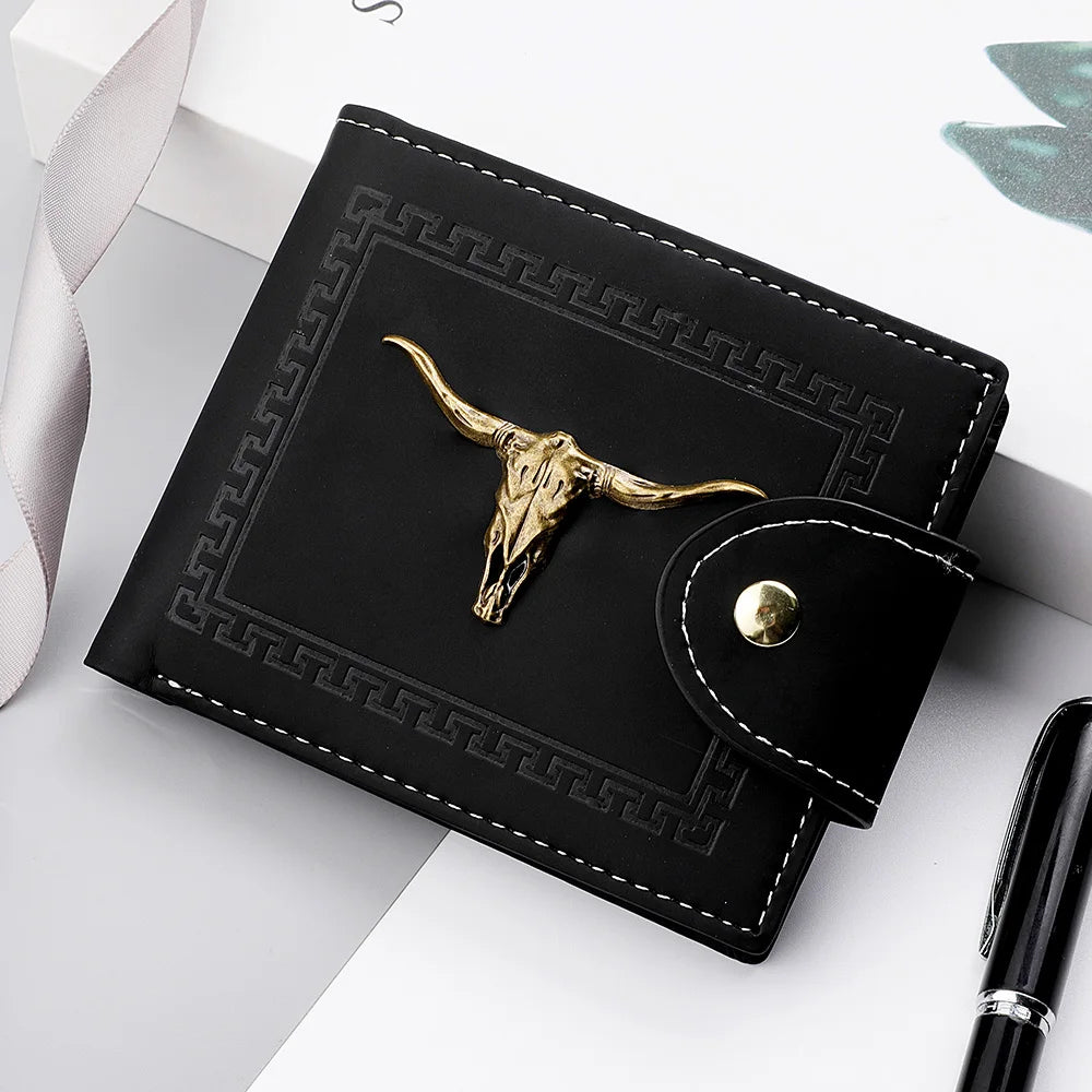 Cartera de Cuero Oxhead para Hombre, Clip de Cuero Mate con Cierre de Cremallera y Botón, Tarjetero y Monedero, Ideal como Regalo