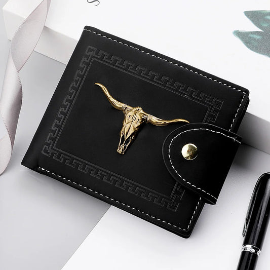 Cartera de Cuero Oxhead para Hombre, Clip de Cuero Mate con Cierre de Cremallera y Botón, Tarjetero y Monedero, Ideal como Regalo