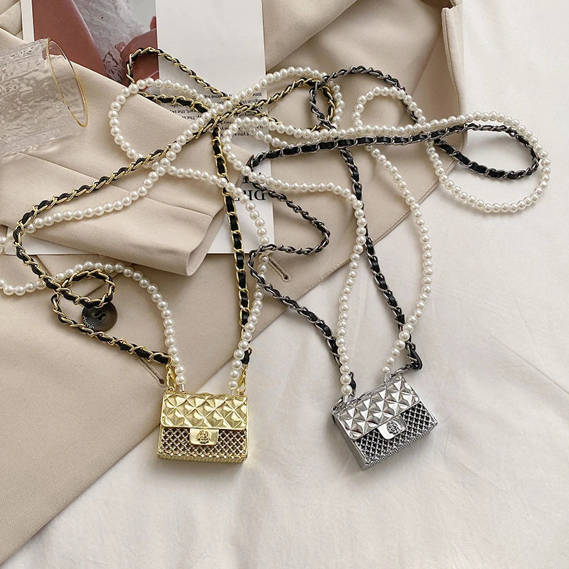 Bolso de hombro de metal para mujer, bandolera de alta calidad, accesorios de ropa de diseñador, satchel, mini bolso de diamantes lindo