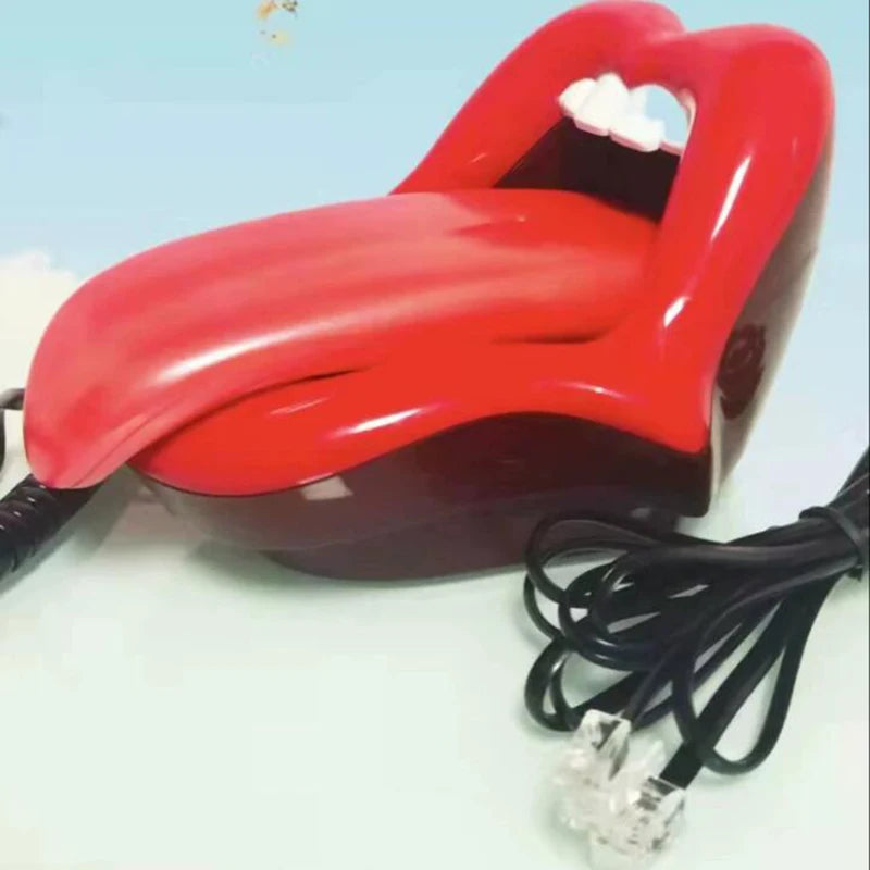 Teléfono con Forma de Lengua Sexy, Teléfono Mini de Línea Terrestre con Indicador LED, Marcación de Audio/Pulso