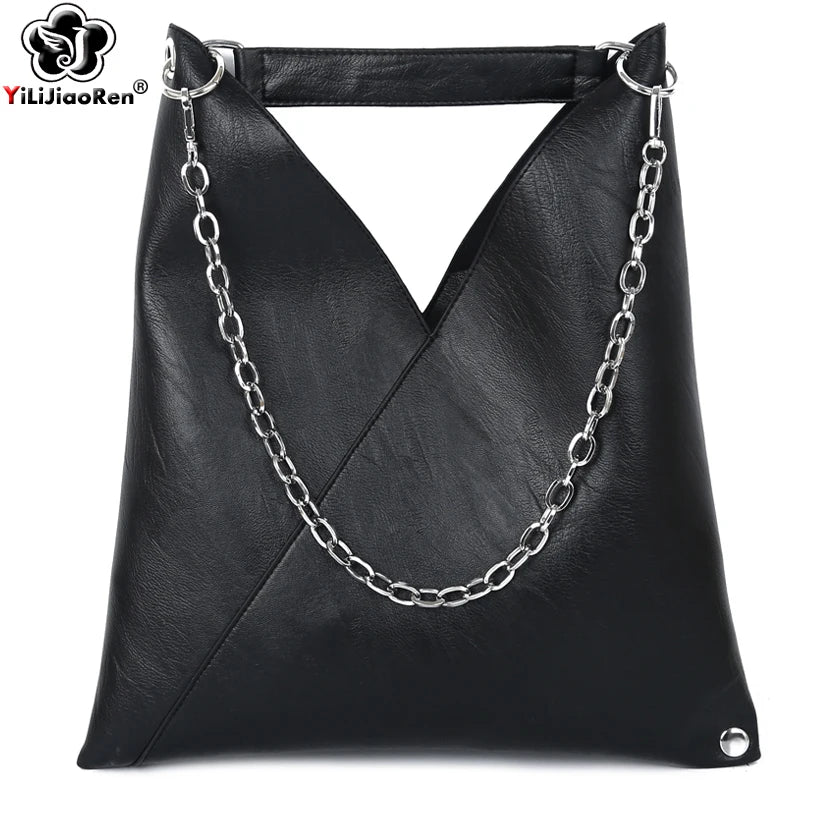 Bolso de Cuero de Moda para Mujer – Bolsa de Mano de Lujo, Capacidad Grande, Diseño Simple con Cadena, Bolsos de Hombro y Cruzados para Mujeres