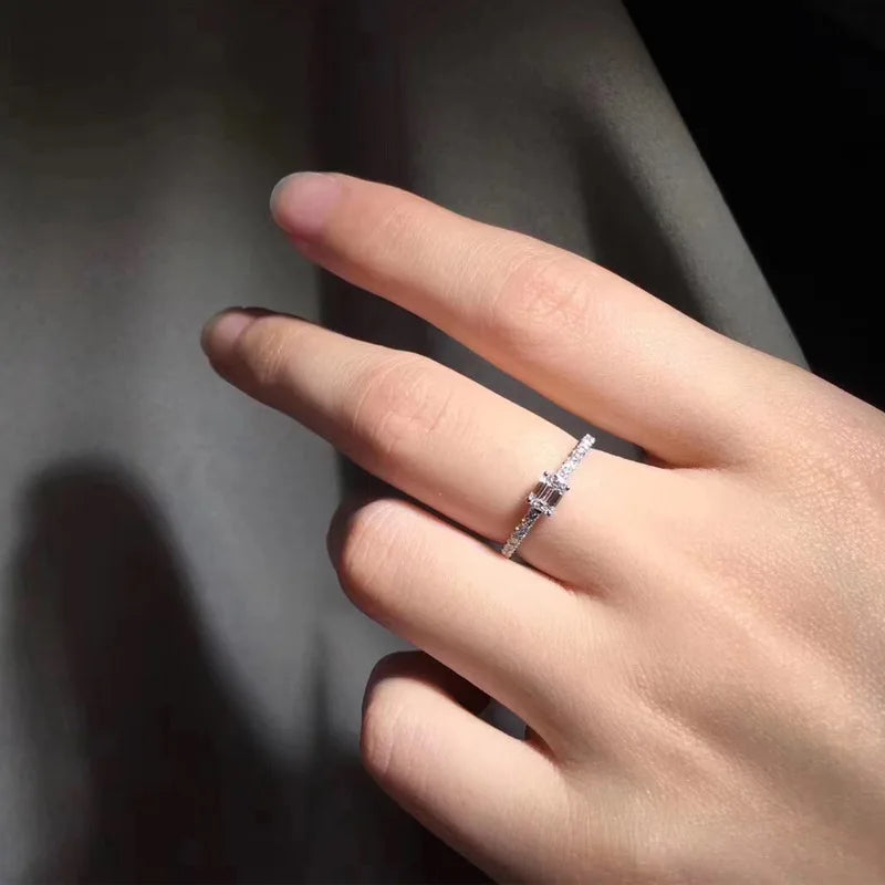 Anillos sencillos para mujer, de plata de ley S925, moissanita, compromiso, boda, novia, regalo de joyería Eternity, novedad de 2022