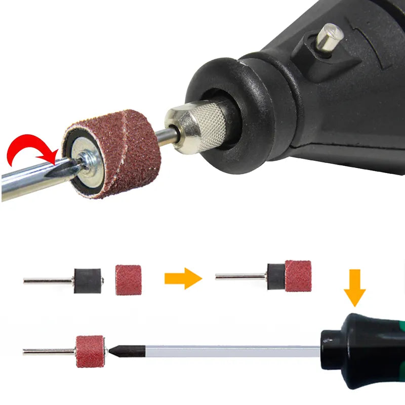 Set de Tambores de Lijado XCAN #80#100#120 con Mandril de Lijado de 6.35mm y 12.7mm para Herramientas Rotativas Dremel - Bandas Abrasivas