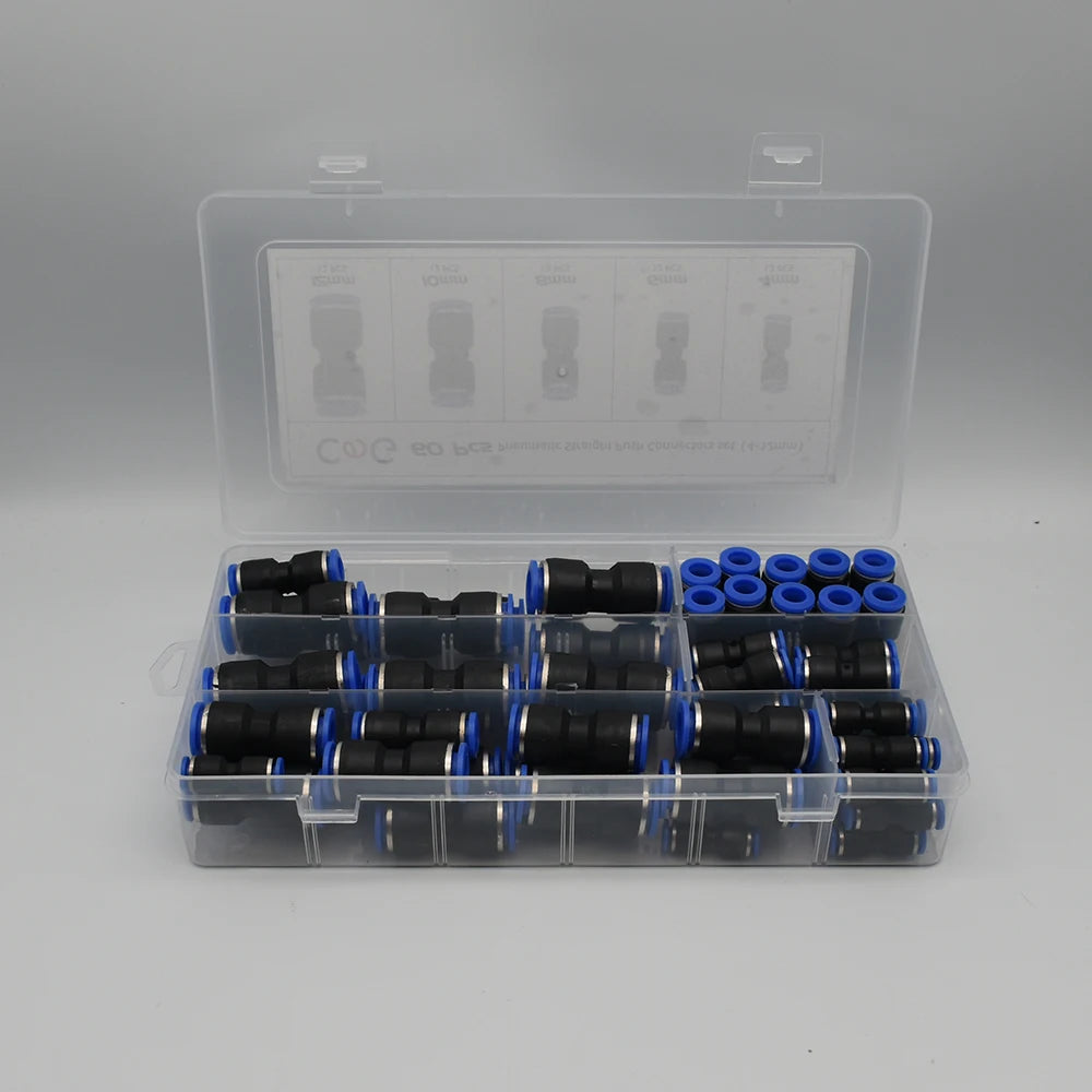 Juego de 60 Conectores Neumáticos Rápidos PU para Mangueras de Aire y Agua - Acoples de Liberación Rápida 4-6-8mm