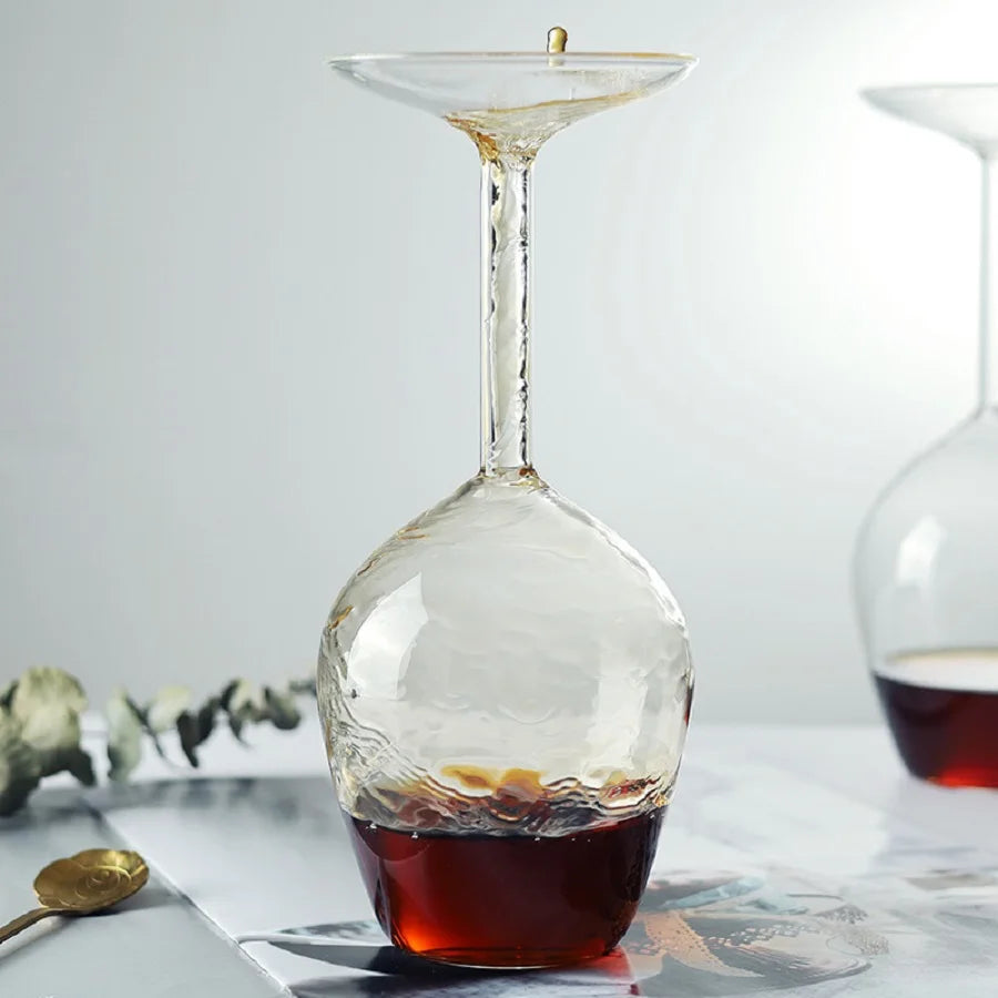 Copa de Vino Invertida 13.5oz | Regalo Único para Cócteles, Licores y Decoración de Bar en Casa