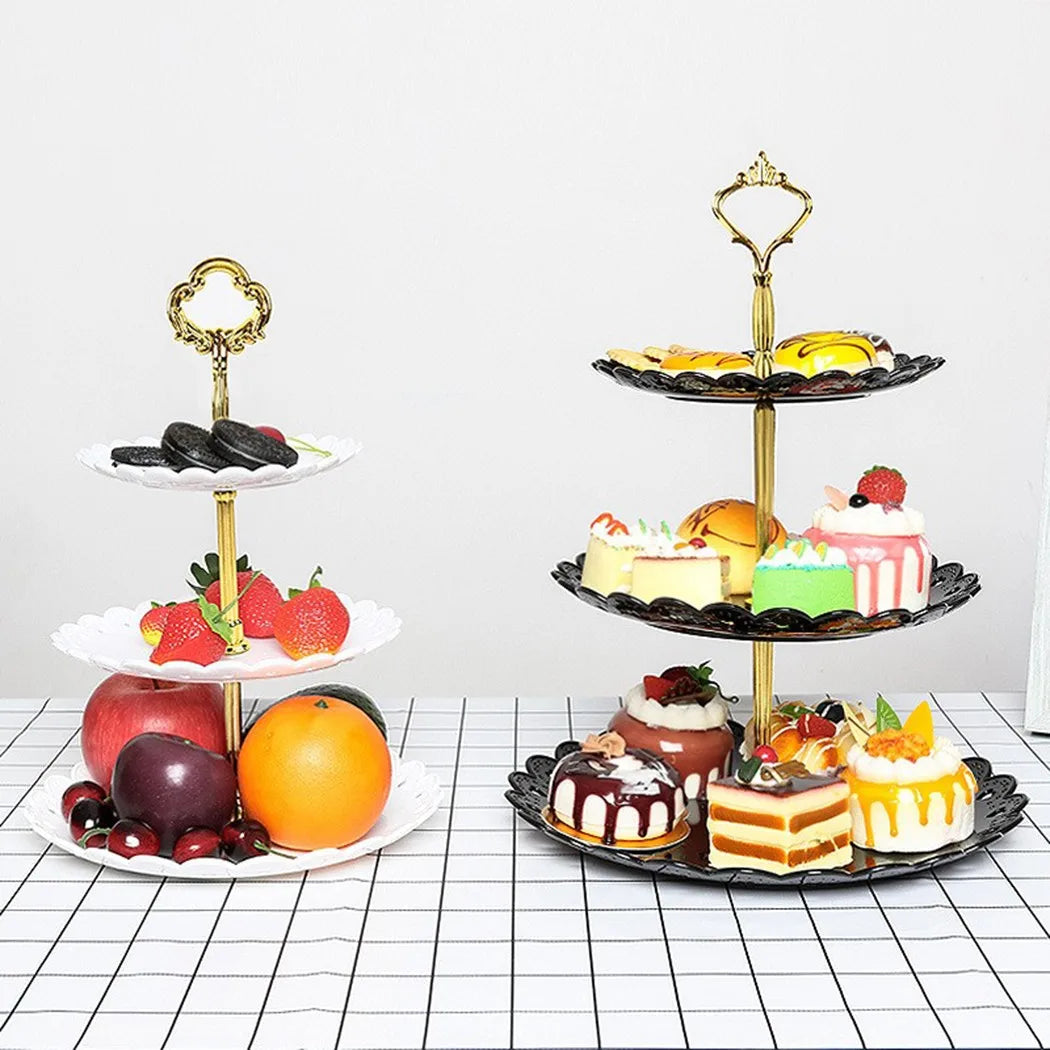 Soporte de Pastel de 3 Niveles | Bandeja para Frutas y Postres, Exhibidor para Bodas, Fiestas y Cumpleaños