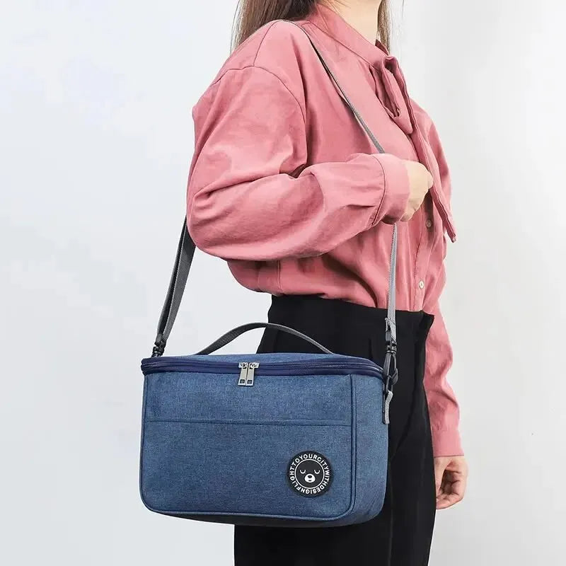 Bolsa Térmica Portátil para Almuerzo, Caja Insulada con Correa para Hombro, Bolsa Impermeable para Oficina y Comidas al Aire Libre