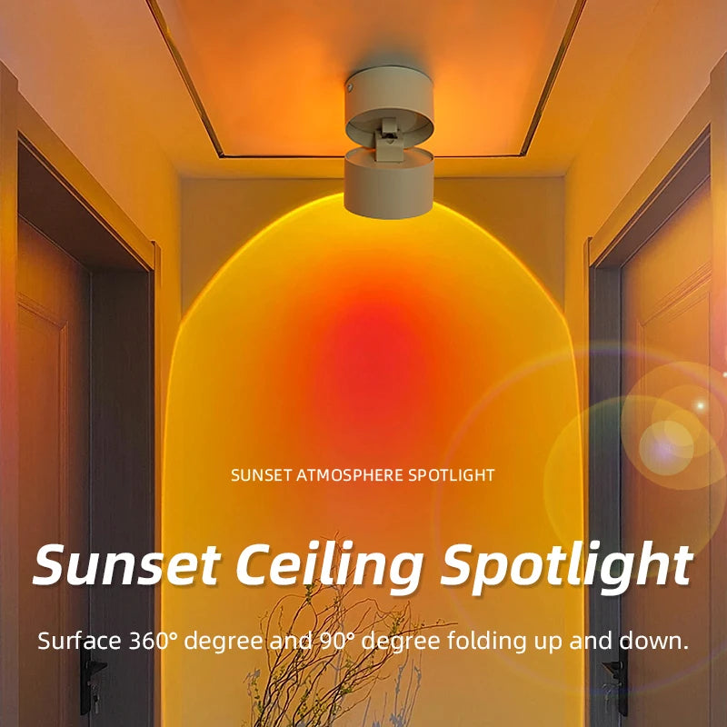 Nueva Lámpara Led de Puesta de Sol, Lámpara de Techo LED Empotrada o Montada en Superficie para Iluminación de Puntos Interiores - Decoración para Sala de Estar, Dormitorio y Pasillo