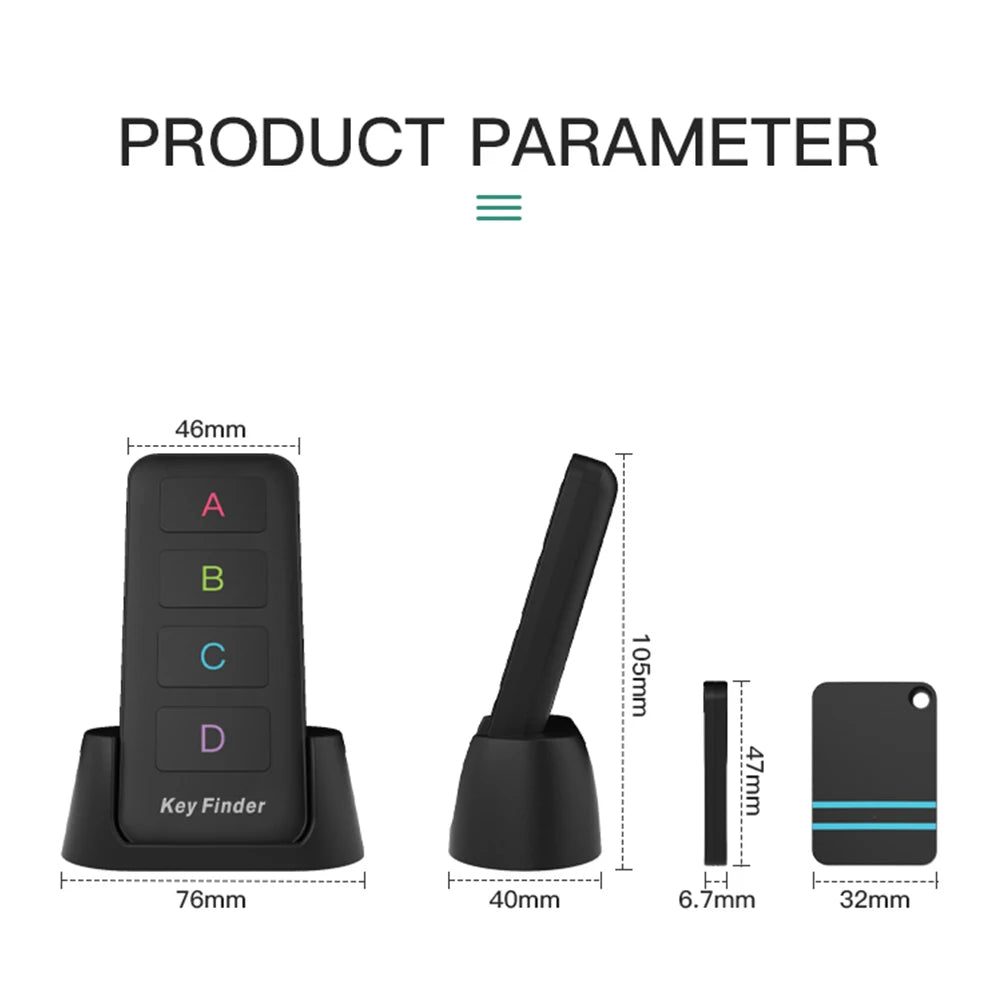 Localizador de llaves RF inalámbrico, rastreador de mascotas, rastreador de billetera, Control remoto, 1 transmisor de RF, 4 receptores