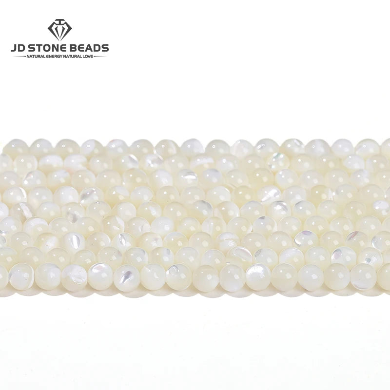 Cuentas de concha de nácar blanca Natural, espaciador suelto redondo para fabricación de joyas, pulsera DIY, accesorio de collar, 2, 3 y 4mm
