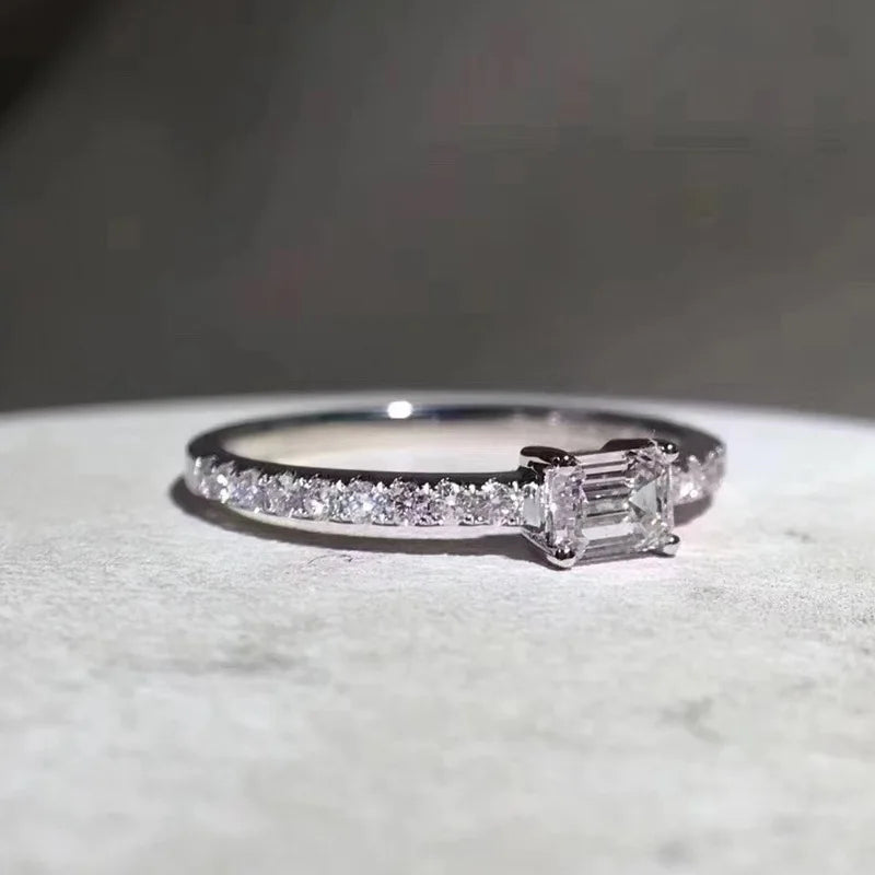 Anillos sencillos para mujer, de plata de ley S925, moissanita, compromiso, boda, novia, regalo de joyería Eternity, novedad de 2022