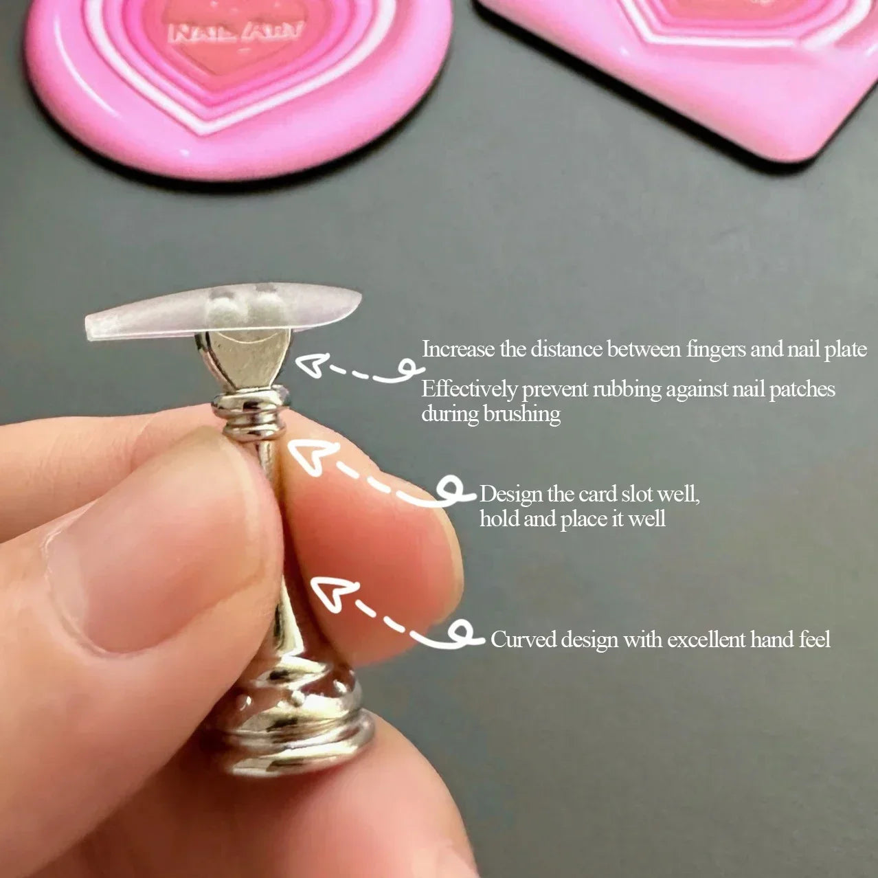 ANGNYA Soporte para Uñas Love - Soporte Acrílico para Puntas de Uñas Postizas, Estante de Exhibición y Herramientas de Manicura