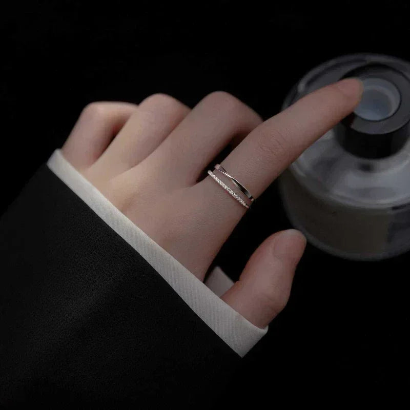 Anillo de Doble Línea en Plata 925 para Mujer – Anillo Vintage de Compromiso o Boda, Joyería Fina