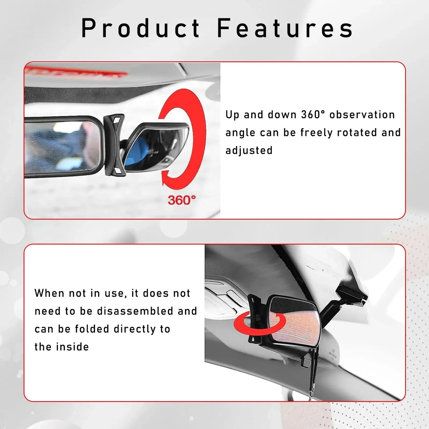 Espejo Retrovisor para Asiento Trasero de Coche para Niños - Espejo de Bebé Ajustable 360 Grados, Monitor de Seguridad y Punto Ciego