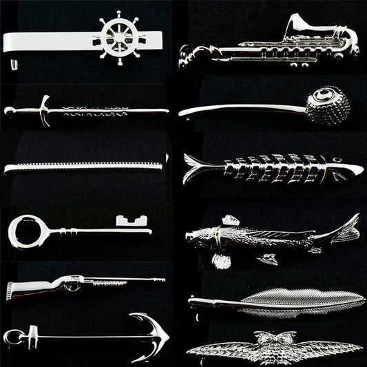 Clip de Corbata de Grabado Láser para Hombres, Aleación de Cobre, Negro de Negocios, Plumín de Timón, Envío Gratuito