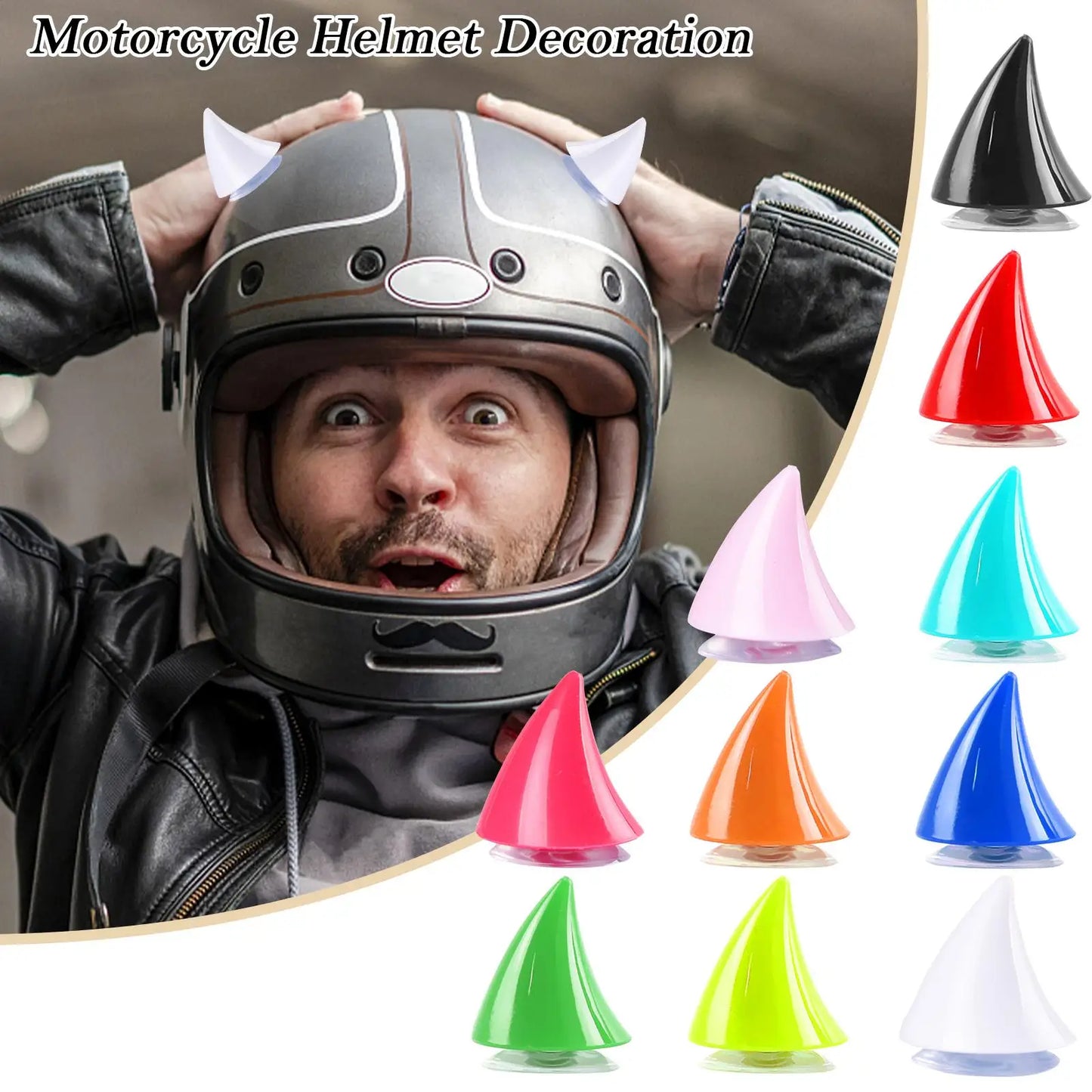 Casco de Motocicleta con Cuernos de Diablo, Decoración de Goma con Ventosa, Accesorio Creativo para Casco de Bicicleta, H9T7