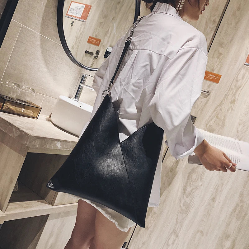 Bolso de Cuero de Moda para Mujer – Bolsa de Mano de Lujo, Capacidad Grande, Diseño Simple con Cadena, Bolsos de Hombro y Cruzados para Mujeres