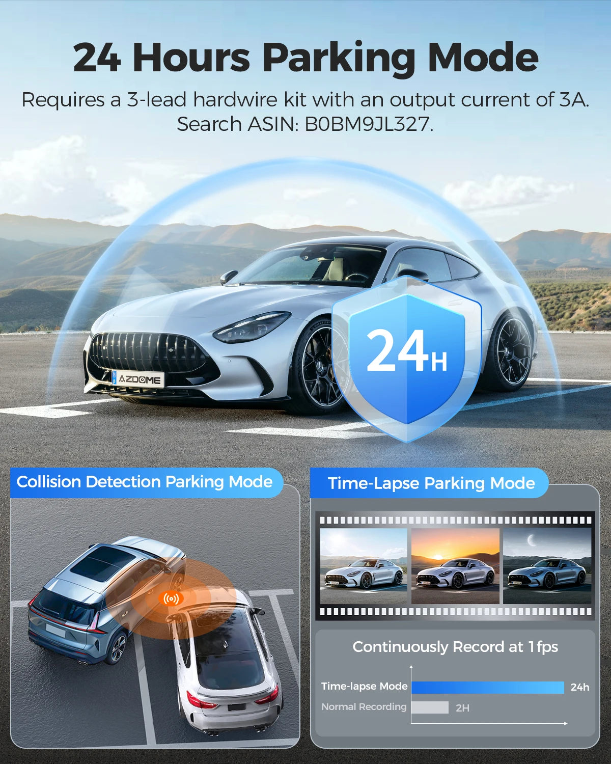 AZDOME PG17 12" WiFi Mirror Dash Cam - Cámara Dual 4K delantera y 1080P trasera