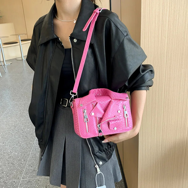 Top Brand Shoulder Bag Tote 2023 Trend Lapel Jacket Women's Bag  Purse Fashion Rivets Zipper Female Crossbody Bag Luxury Handbag