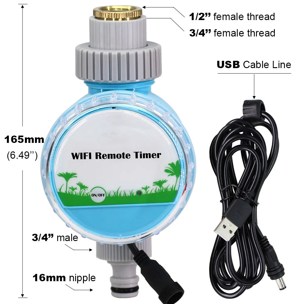 Temporizador de Riego WiFi Inalámbrico para Jardín – Control Remoto desde Smartphone con Conexión Automática