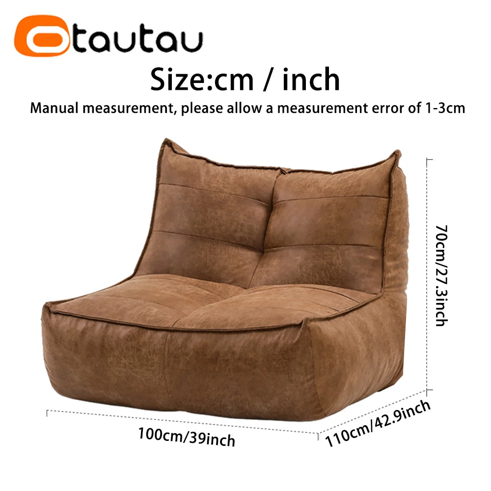 Funda de Piel Sintética para PUF Grande - Chaise Tumbona, Sofá Cama Sin Relleno, Terciopelo de Gamuza Retro